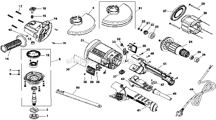 Black and Decker G2209-AR (Type 1) 9 Large Angle Grinder Power Tool Page A Diagram